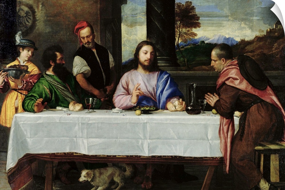 The Supper at Emmaus, c.1535 (oil on canvas)  by Titian (Tiziano Vecellio) (c.1488-1576).
