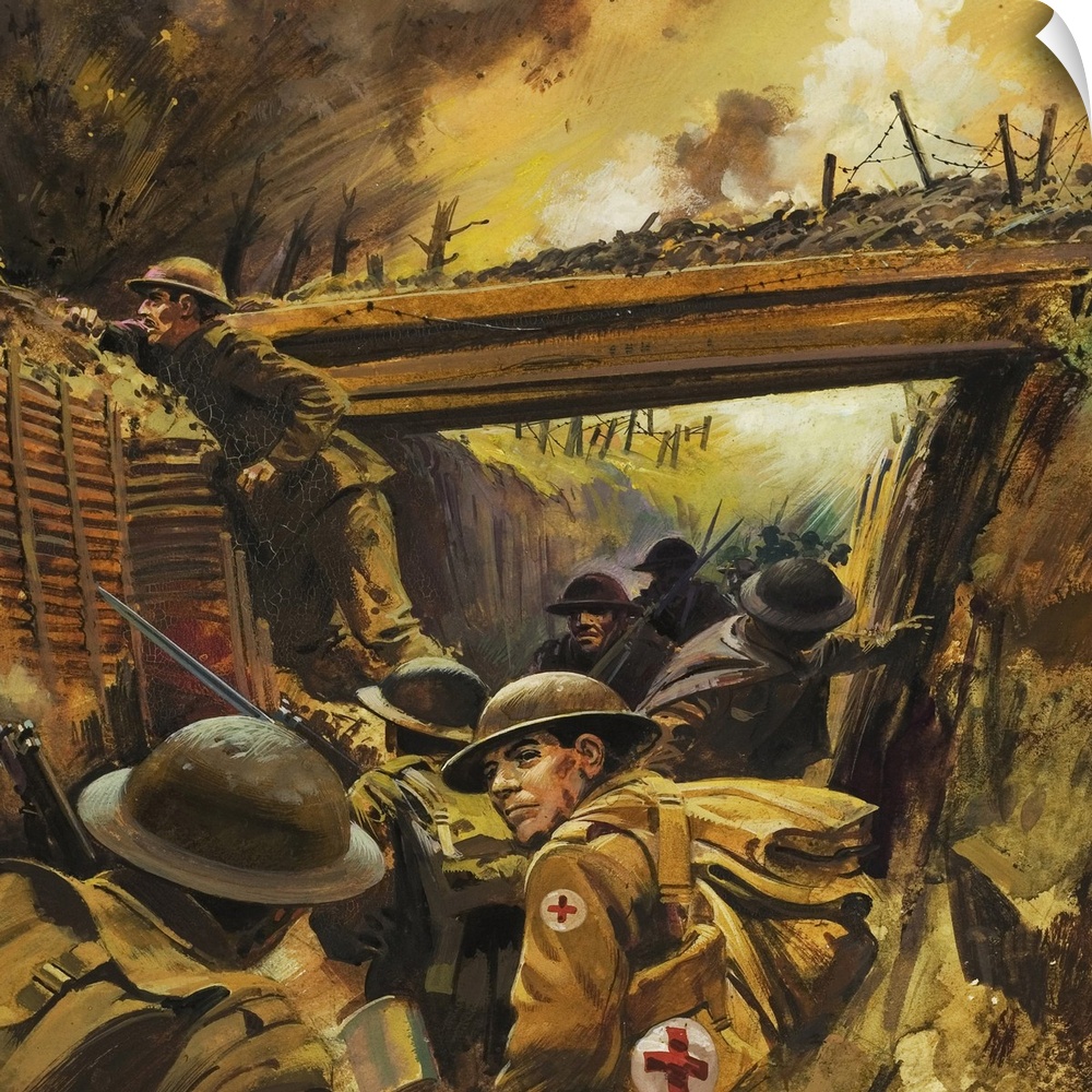 The Trenches.  Illustration for article about the war poet Rupert Brooke who died early in the First World War.