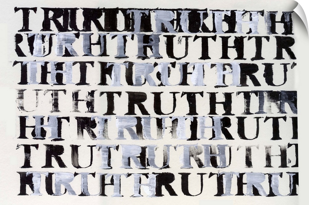 The Truth in Black and White, 2015, acrylic with stencil on card.  By Nancy Moniz Charalmbous.