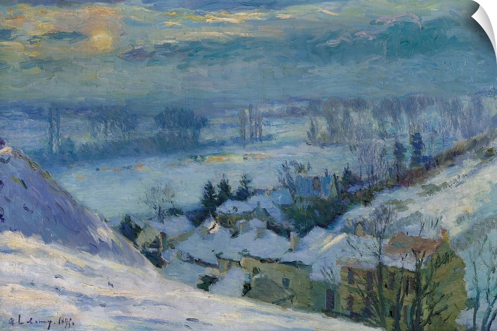 XNK82260 The Village of Herblay under snow, 1895; by Lebourg, Albert-Charles (1849-1928); oil on canvas; 40x65 cm; Musee d...