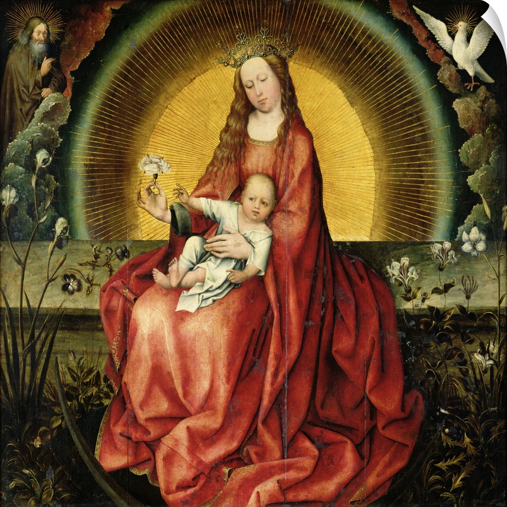XIR43200 The Virgin and Child (oil on panel)  by Master of Flemalle, (Robert Campin) (1375/8-1444); 83x90 cm; Musee de la ...