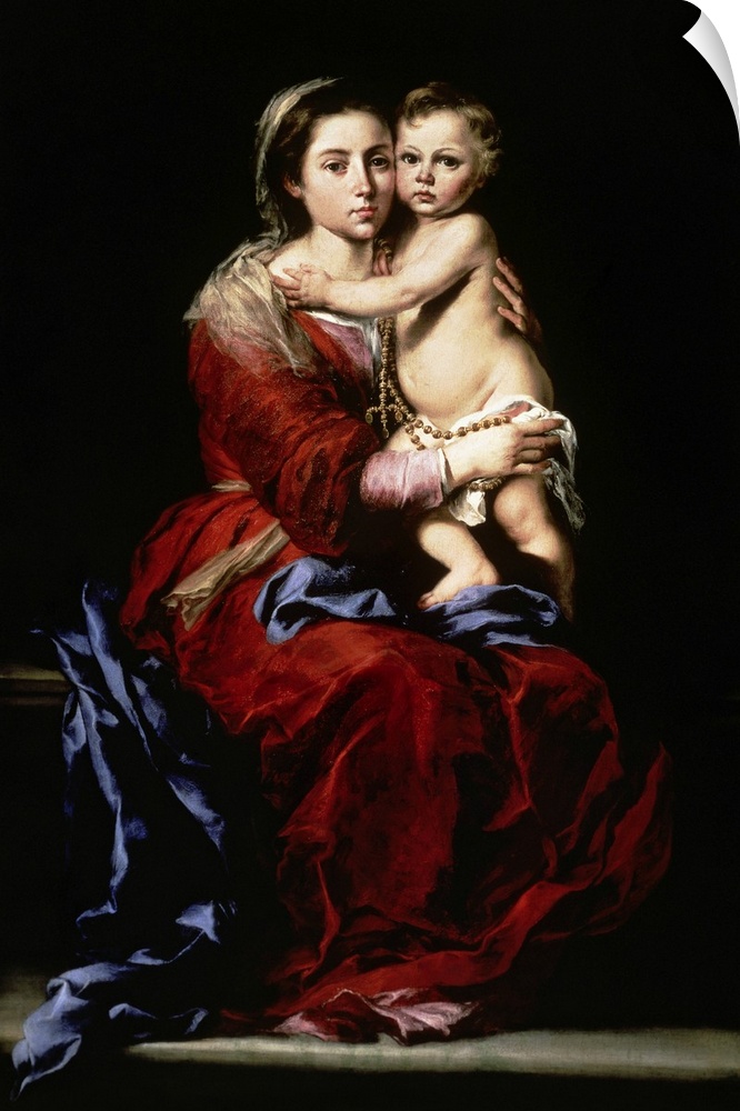 XIR14194 The Virgin of the Rosary, c.1650 (oil on canvas)  by Murillo, Bartolome Esteban (1618-82); 164x110 cm; Prado, Mad...