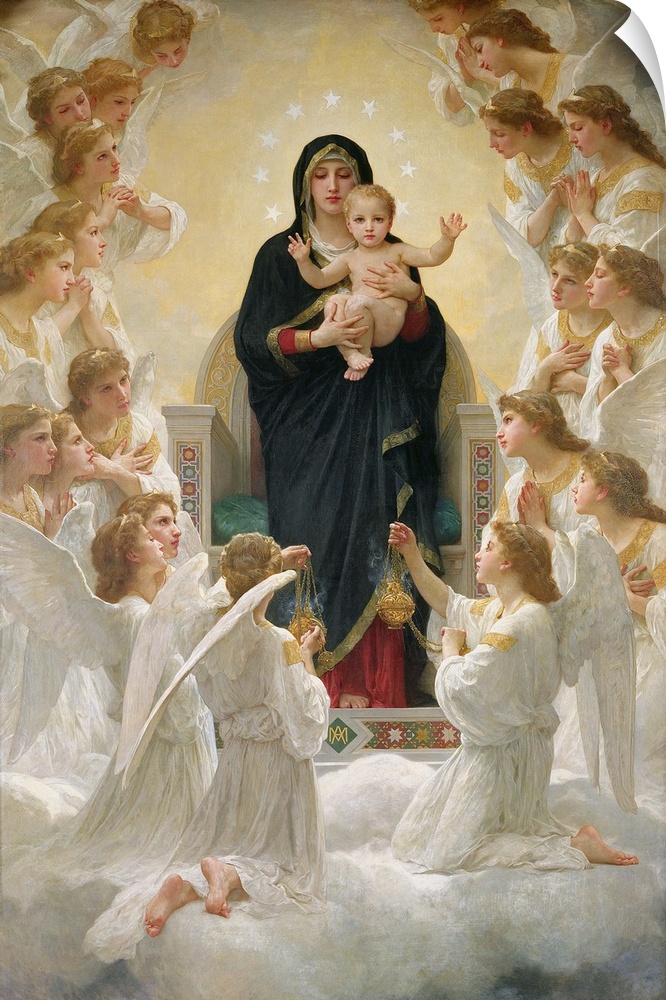 XIR39429 The Virgin with Angels, 1900 (oil on canvas)  by Bouguereau, William-Adolphe (1825-1905); 285x185 cm; Musee de la...