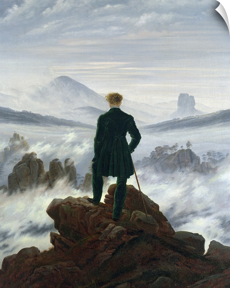 The Wanderer above the Sea of Fog, 1818 (originally oil on canvas) by Friedrich, Caspar David (1774-1840).