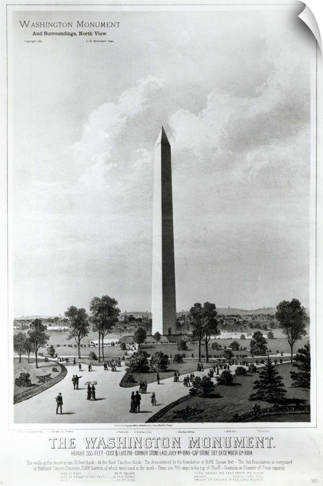 The Washington Monument and Surroundings, North View (originally litho) (black and white photo), American School, (19th ce...