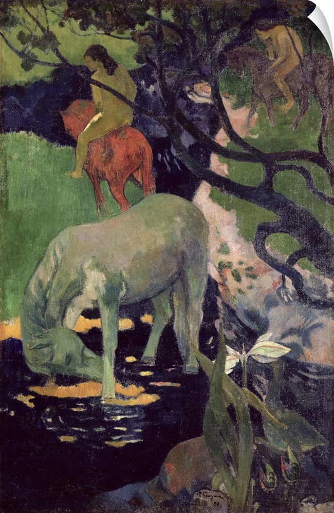 XIR38962 The White Horse, 1898 (oil on canvas)  by Gauguin, Paul (1848-1903); 140x91.5 cm; Musee d'Orsay, Paris, France; G...