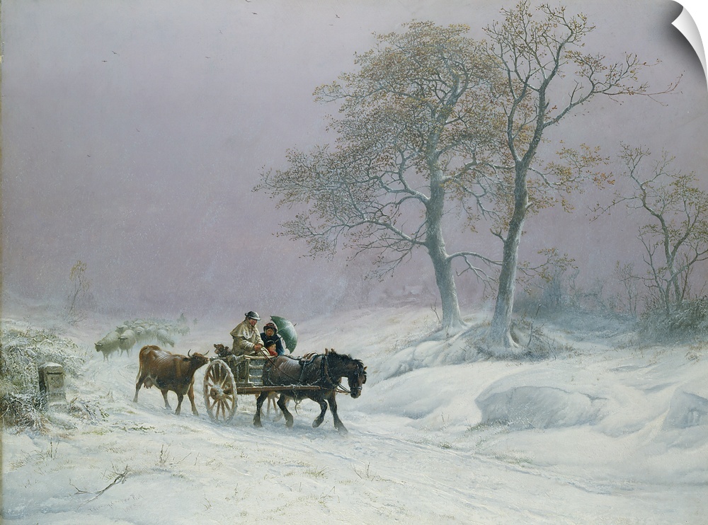 BAL13265 The wintry road to market (oil)  by Cooper, Thomas Sidney (1803-1902); Private Collection; English, out of copyright