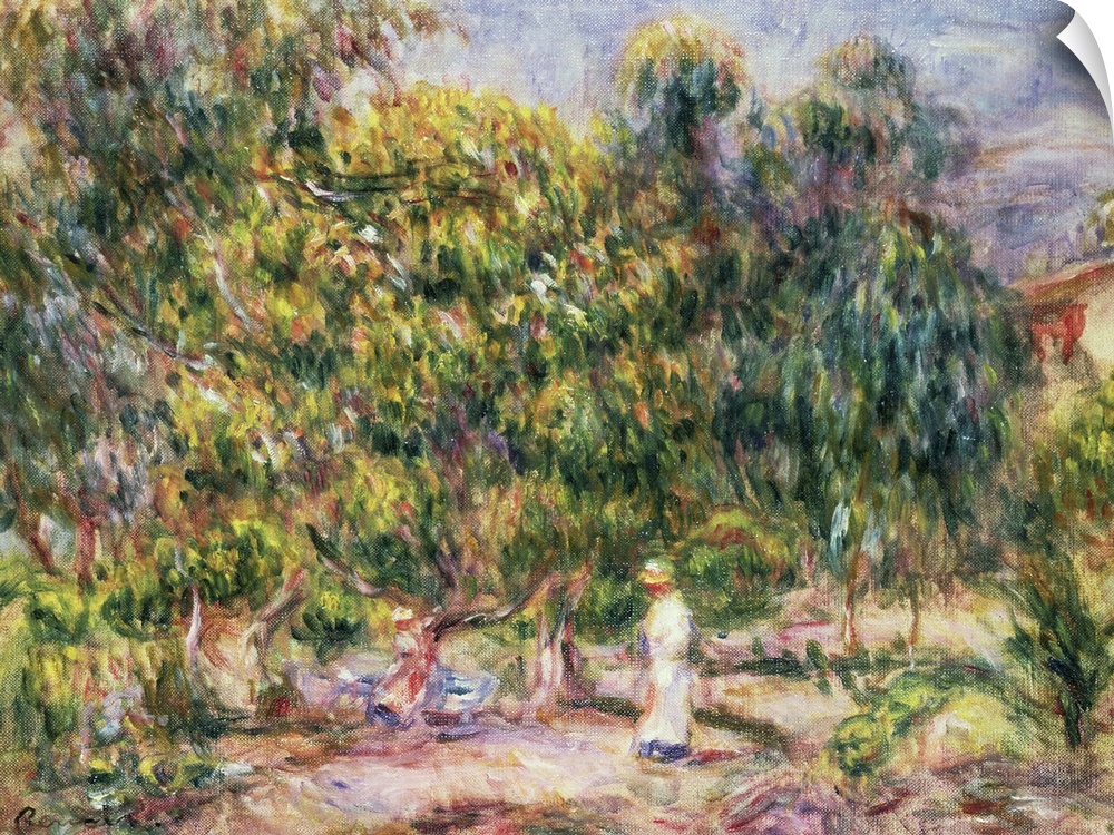 BAL76823 The woman in white in the garden of Les Colettes, 1915  by Renoir, Pierre Auguste (1841-1919); oil on canvas; 39x...