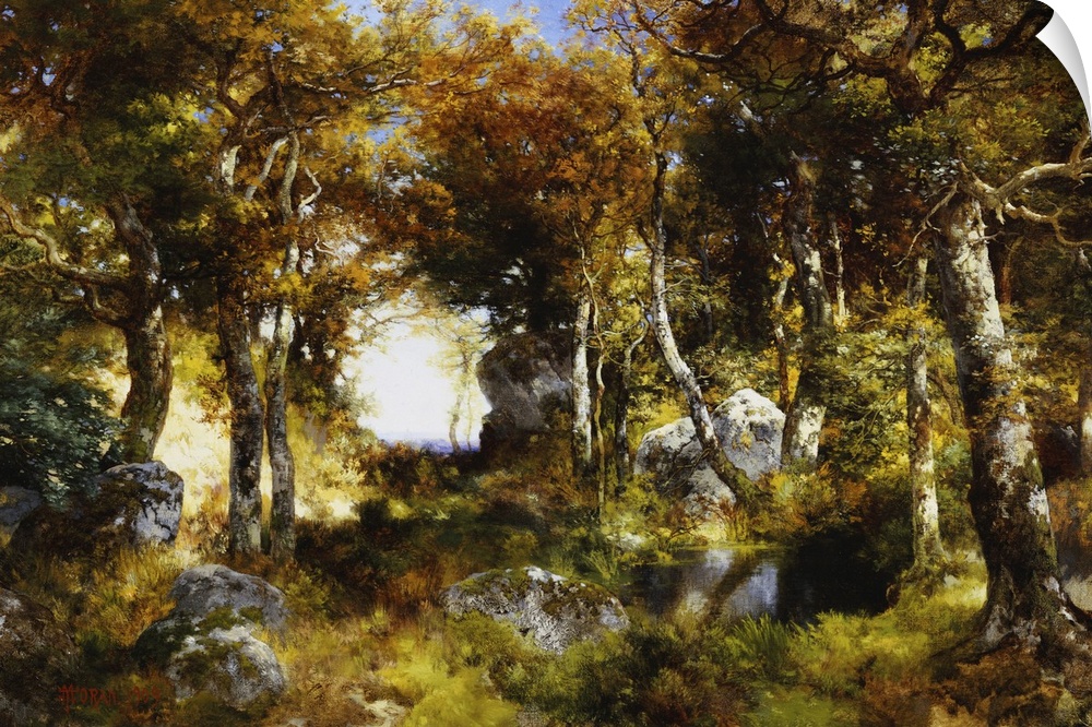 CH377859 The Woodland Pool, 1909 (oil on canvas) by Moran, Thomas (1837-1926); Private Collection; Photo .... Christie's I...