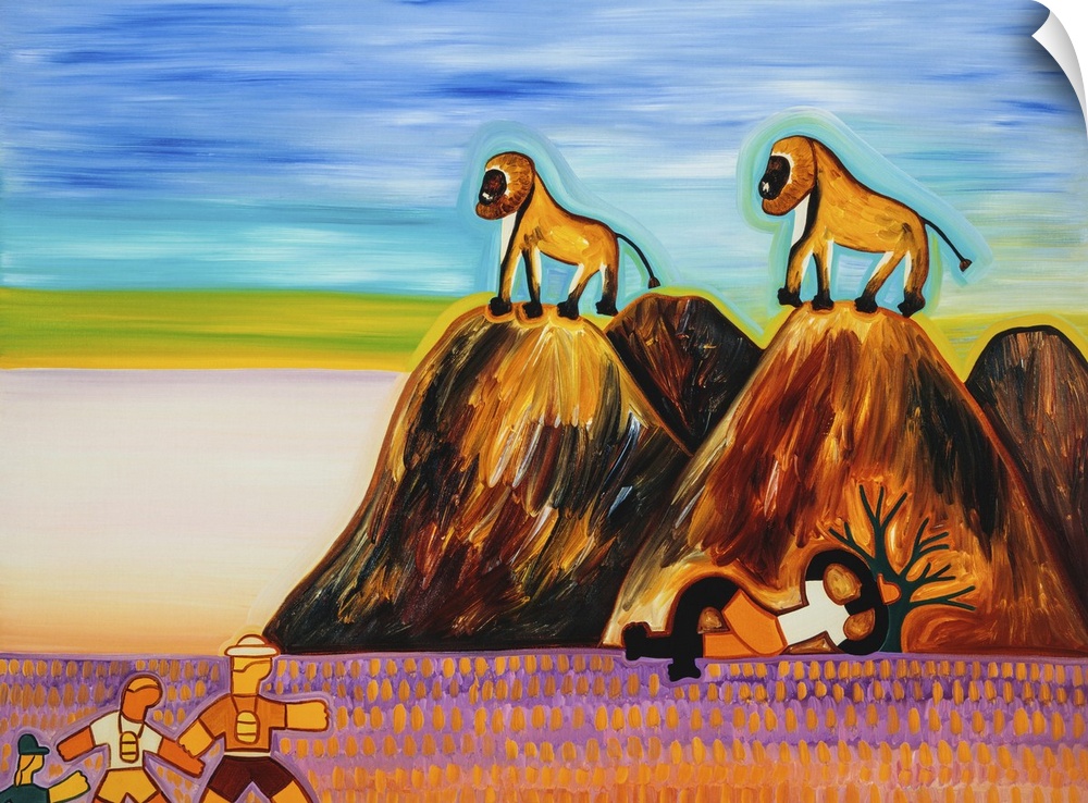 Timo and the baboons, 2003. Originally oil on linen.