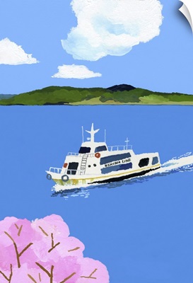Tourist Boat And Cherry Blossom