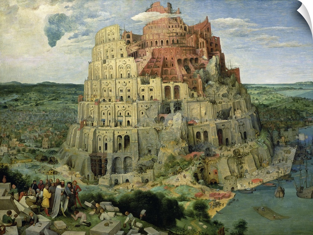 XAM345 Tower of Babel, 1563 (oil on panel) (for details see 93768-69, 186437-186438)  by Bruegel, Pieter the Elder (c.1525...