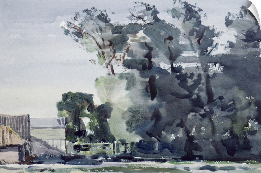 BAL25343 Trees - Dawn (w/c on paper)  by Becker, Harry (1865-1928); watercolour on paper; 38.4x56.2 cm; Victoria