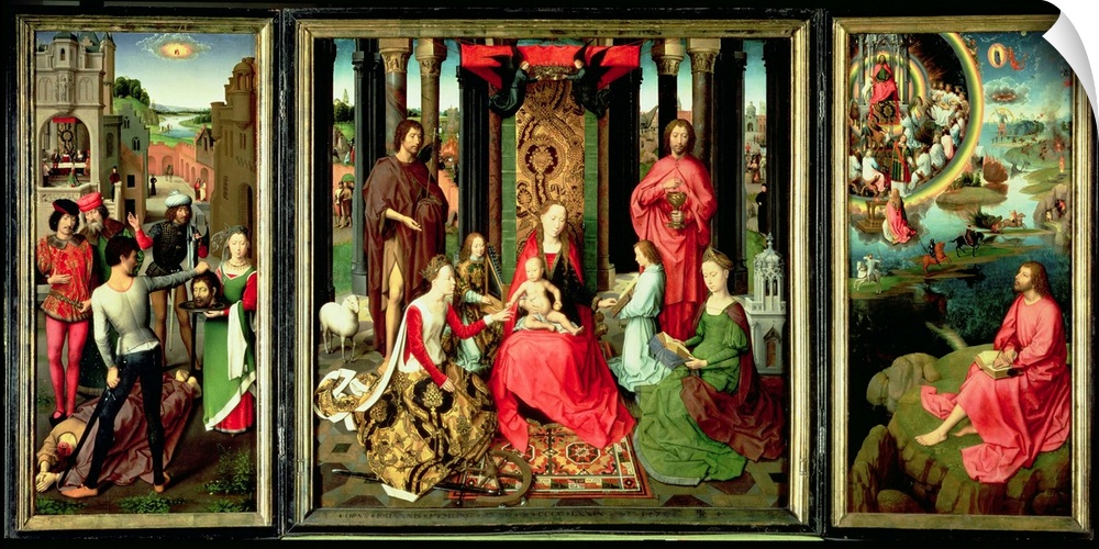 XIR62473 Triptych of St. John the Baptist and St. John the Evangelist, 1474-79 (oil on panel) (for detail see 267616)  by ...