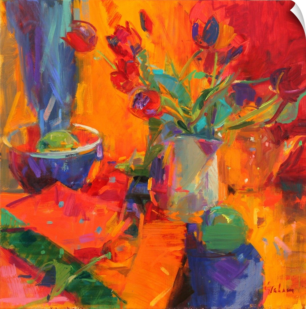 Tulips, 2012, originally oil on canvas.