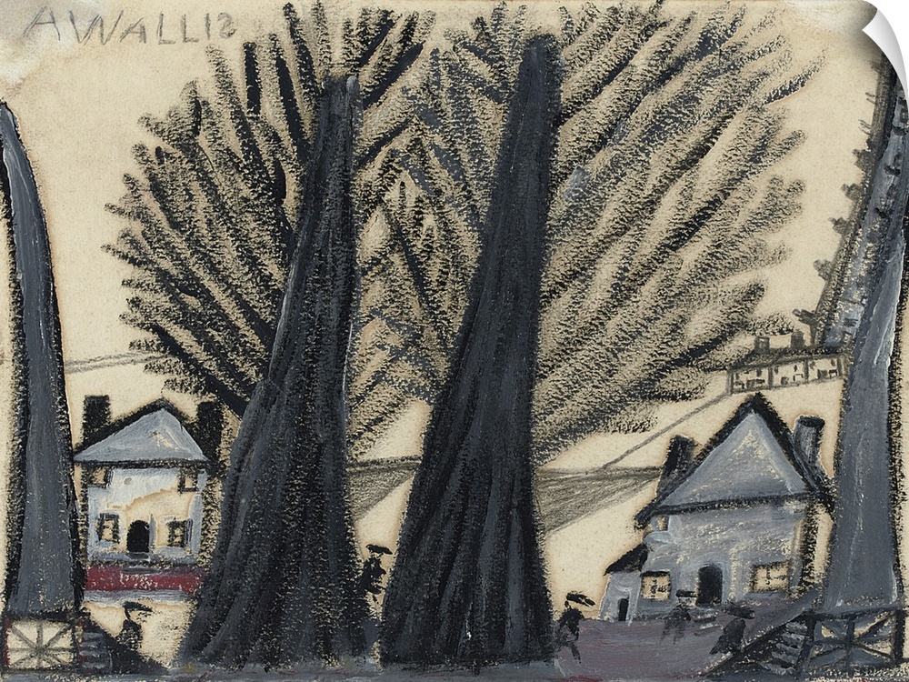 Originally pencil and oil on card. Wallis, Alfred (1855-1942).