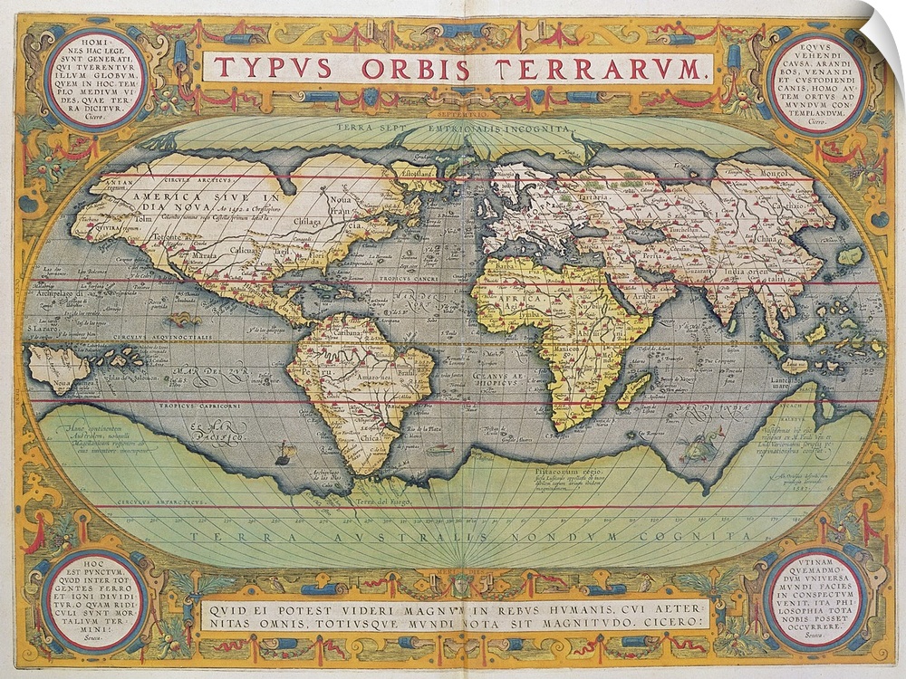 Typus Orbis Terrarum, map of the world, from Ortelius's 'Theatrum Orbis Terrarum'