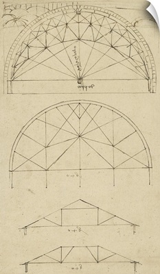 Underdrawing for building temporary arch from Atlantic Codex