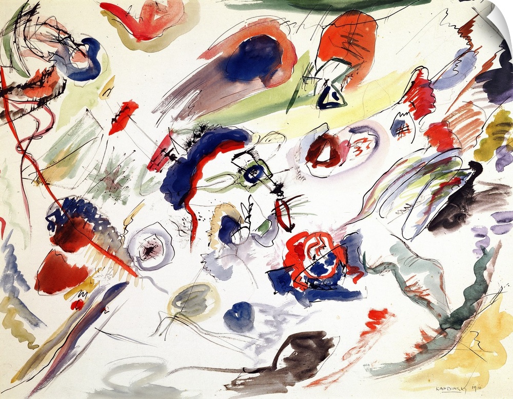 Untitled - First Abstraction, 1910 (originally pen, ink and w/c on paper) by Kandinsky, Wassily (1866-1944)