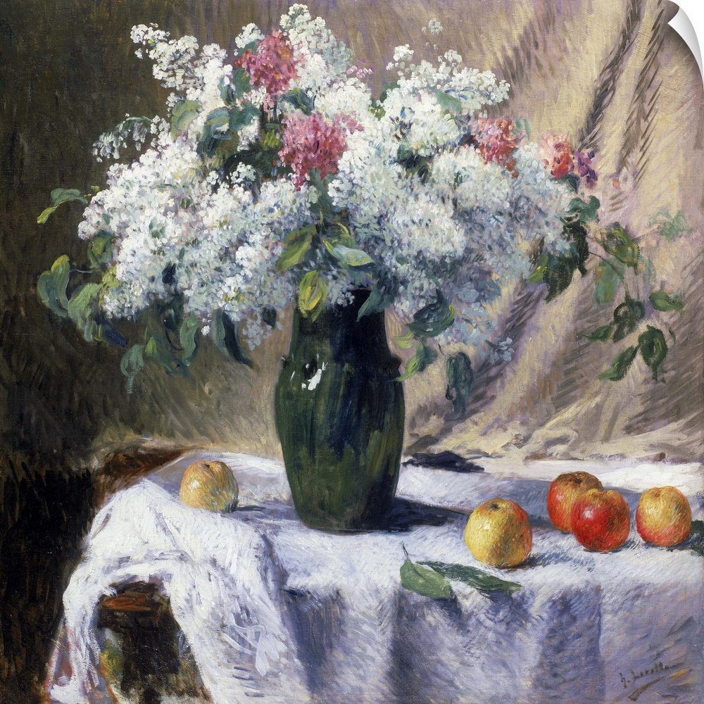BAL227444 Vase of flowers (oil on canvas)  by Lerolle, Henri (1848-1929); 65x65 cm; Private Collection; Courtesy of Thomas...
