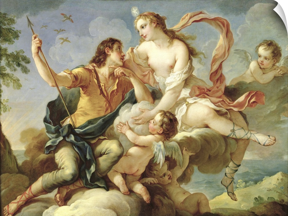 XIR192847 Venus and Adonis (oil on canvas)  by Natoire, Charles Joseph (1700-77); Musee des Beaux-Arts, Nimes, France; Gir...