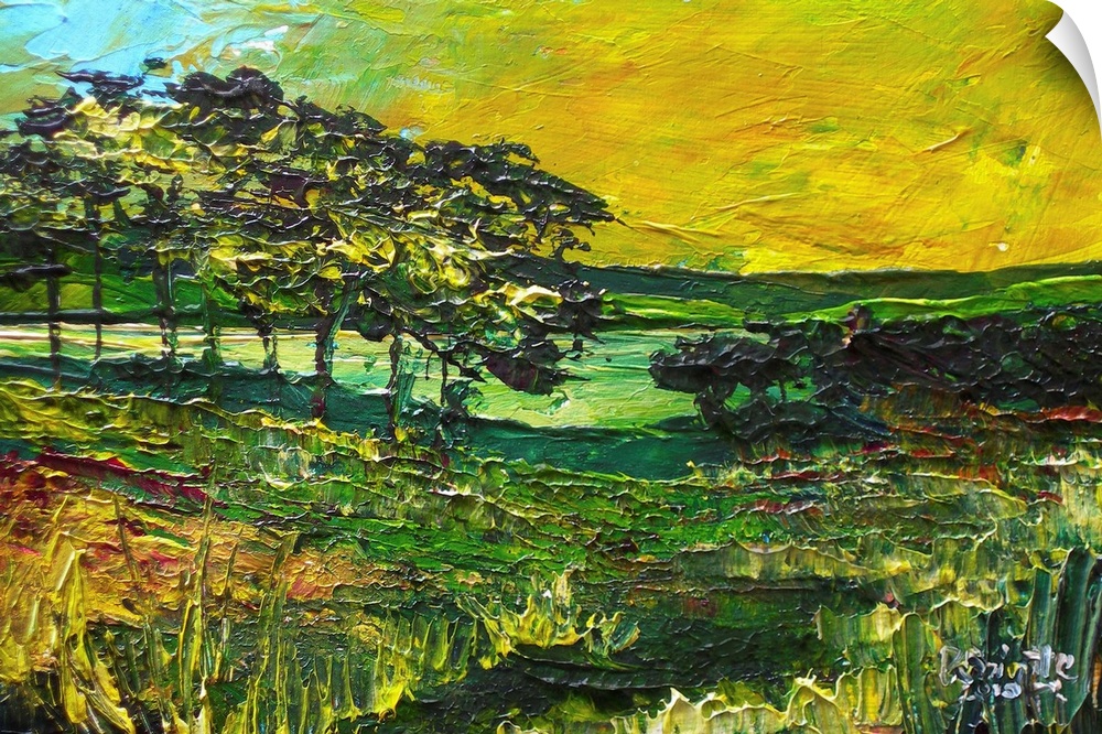 Contemporary painting of a scenic countryside landscape.