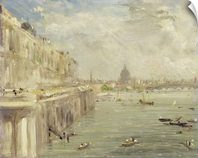 View of Somerset House Terrace and St. Paul's, from the North end of Waterloo Bridge