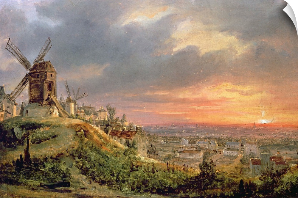 XIR215189 View of the Butte Montmartre, c.1830 (oil on canvas)  by Daguerre, Louis Jacques Mande (1787-1851); Musee de la ...
