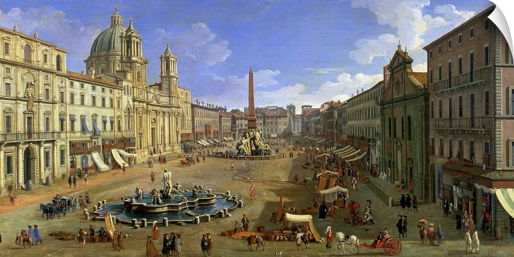 XJL109939 View of the Piazza Navona, Rome (oil on canvas)  by Canaletto, (Giovanni Antonio Canal) (1697-1768); Hospital Ta...