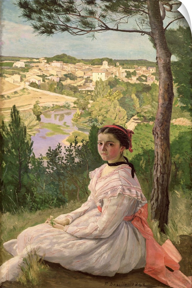 XIR33699 View of the village, Castelnau, 1868 (oil on canvas)  by Bazille, Jean Frederic (1841-70); 130x89 cm; Musee Fabre...
