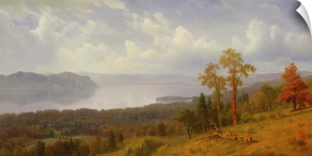 View on the Hudson Looking Across the Tappen Zee Towards Hook Mountain, 1866, oil on canvas.  By Albert Bierstadt (1830-19...
