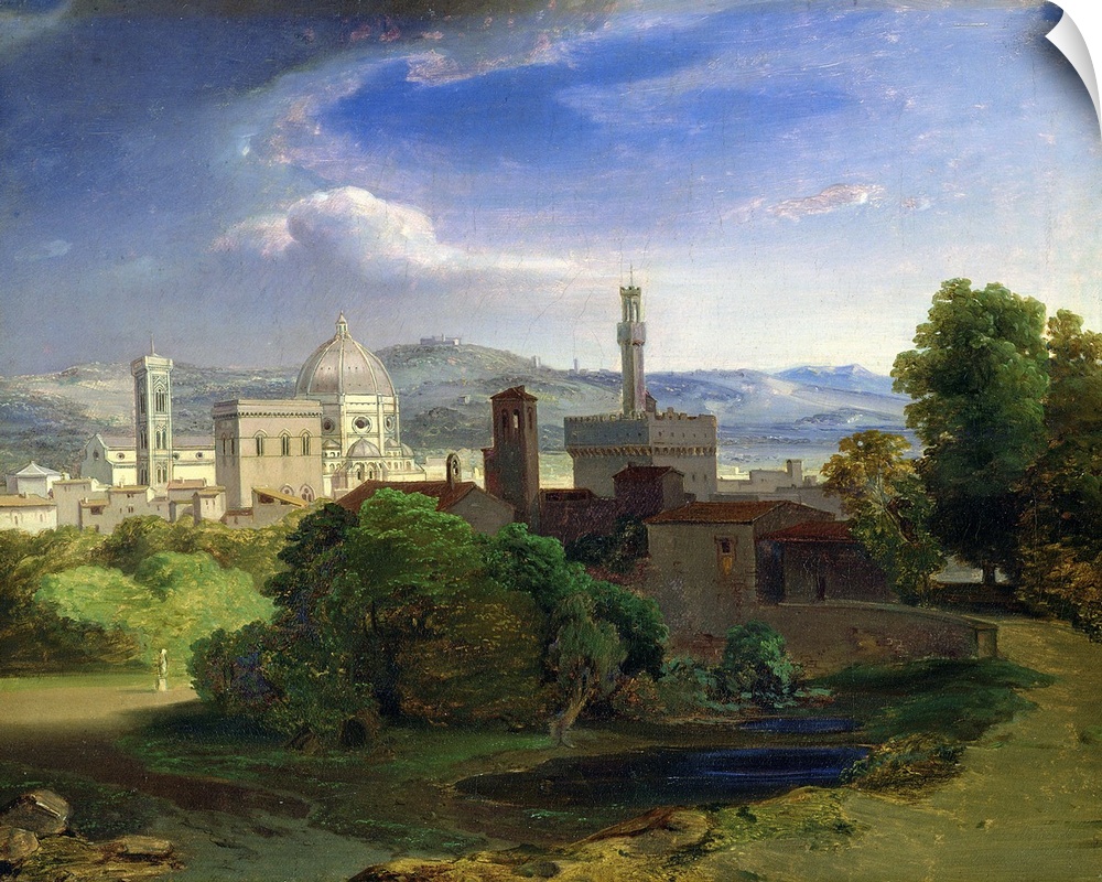 XKH149001 View over Florence, c.1829 (oil on canvas)  by Rottmann, Carl (1797-1850); 36.3x43.6 cm; Hamburger Kunsthalle, H...