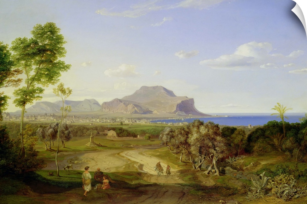 XKH149002 View over Palermo, 1828 (oil on canvas)  by Rottmann, Carl (1797-1850); 67x102 cm; Hamburger Kunsthalle, Hamburg...