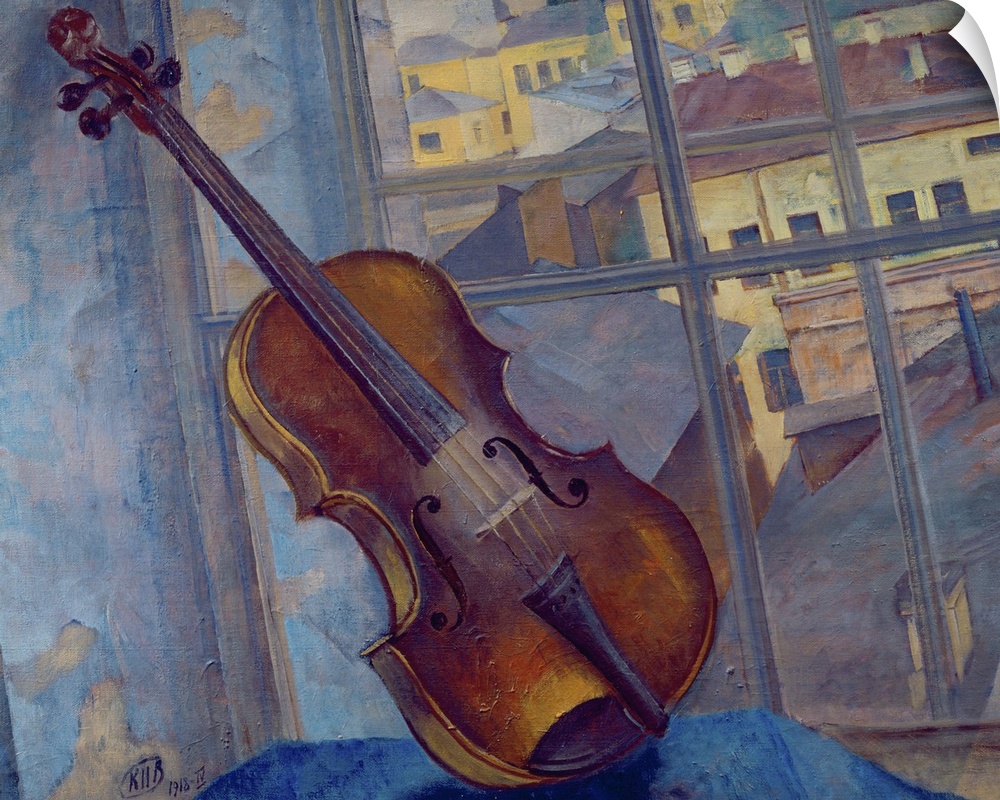 BAL205326 Violin, 1918 (oil on canvas)  by Petrov-Vodkin, Kuzma Sergeevich (1878-1939); 65x80 cm; State Russian Museum, St...