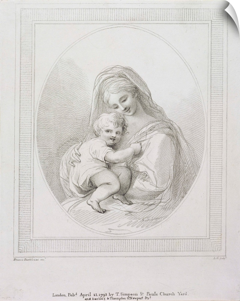 Virgin and Child, engraved by Luigi Schiavonetti (1765-1810) 1793 (engraving) by Bartolozzi, Francesco (1727-1815).