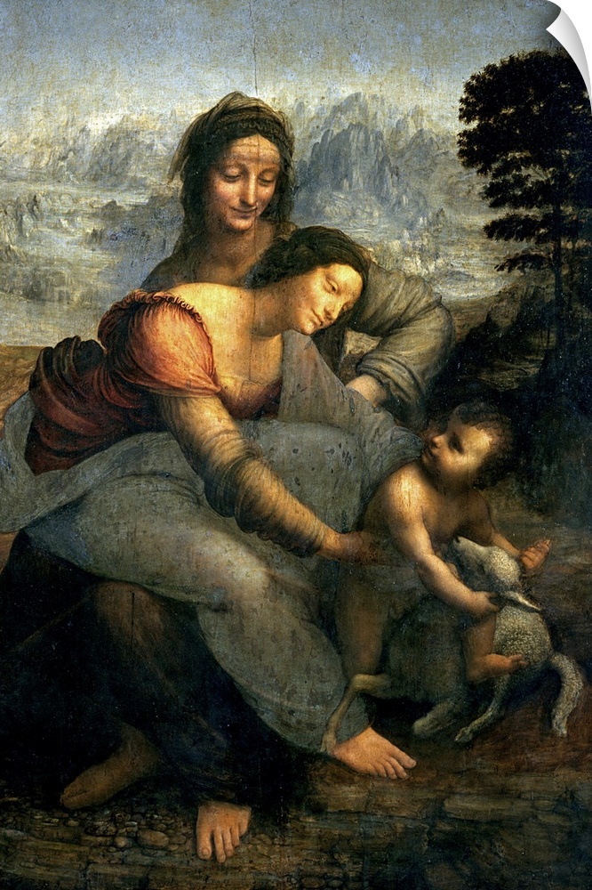 XIR505 Virgin and Child with St. Anne, c.1510 (oil on panel)  by Vinci, Leonardo da (1452-1519); 168x130 cm; Louvre, Paris...