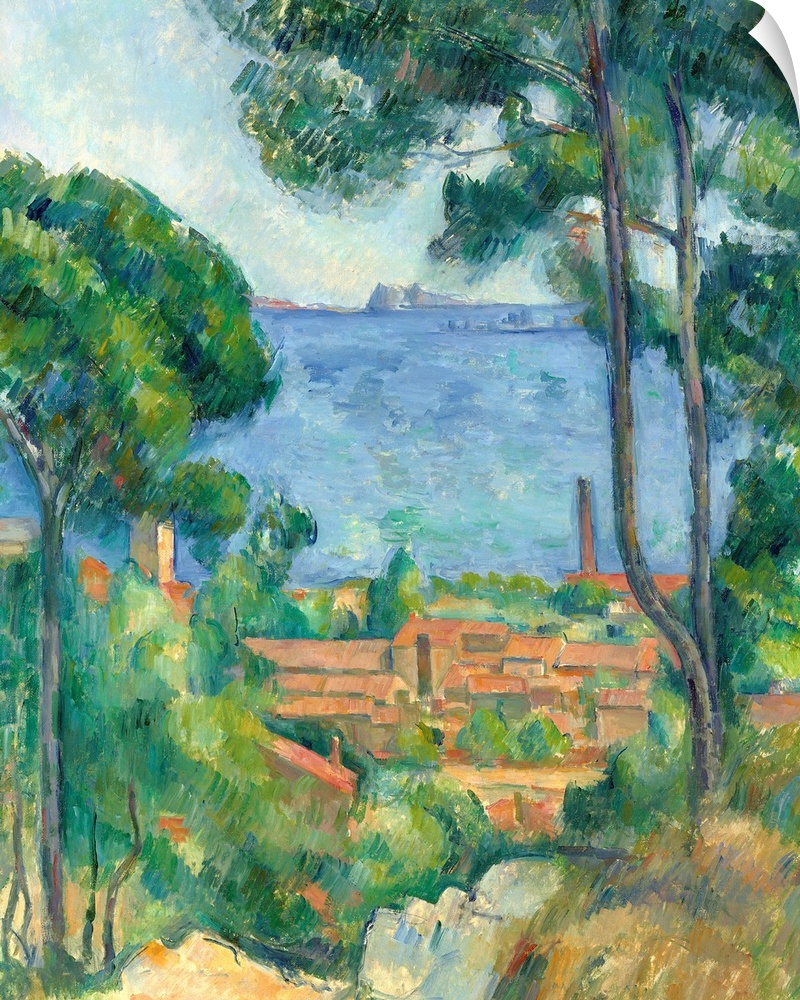 Vue sur L'Estaque et le Chateau d'If, c.1883-85 (originally oil on canvas) by Cezanne, Paul (1839-1906)