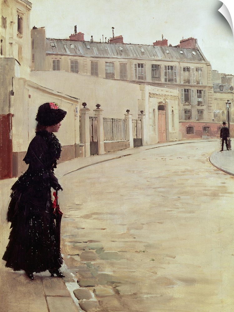XIR39117 Waiting, Rue de Chateaubriand, Paris (oil on canvas)  by Beraud, Jean (1849-1935); 56x39.5 cm; Musee d'Orsay, Par...
