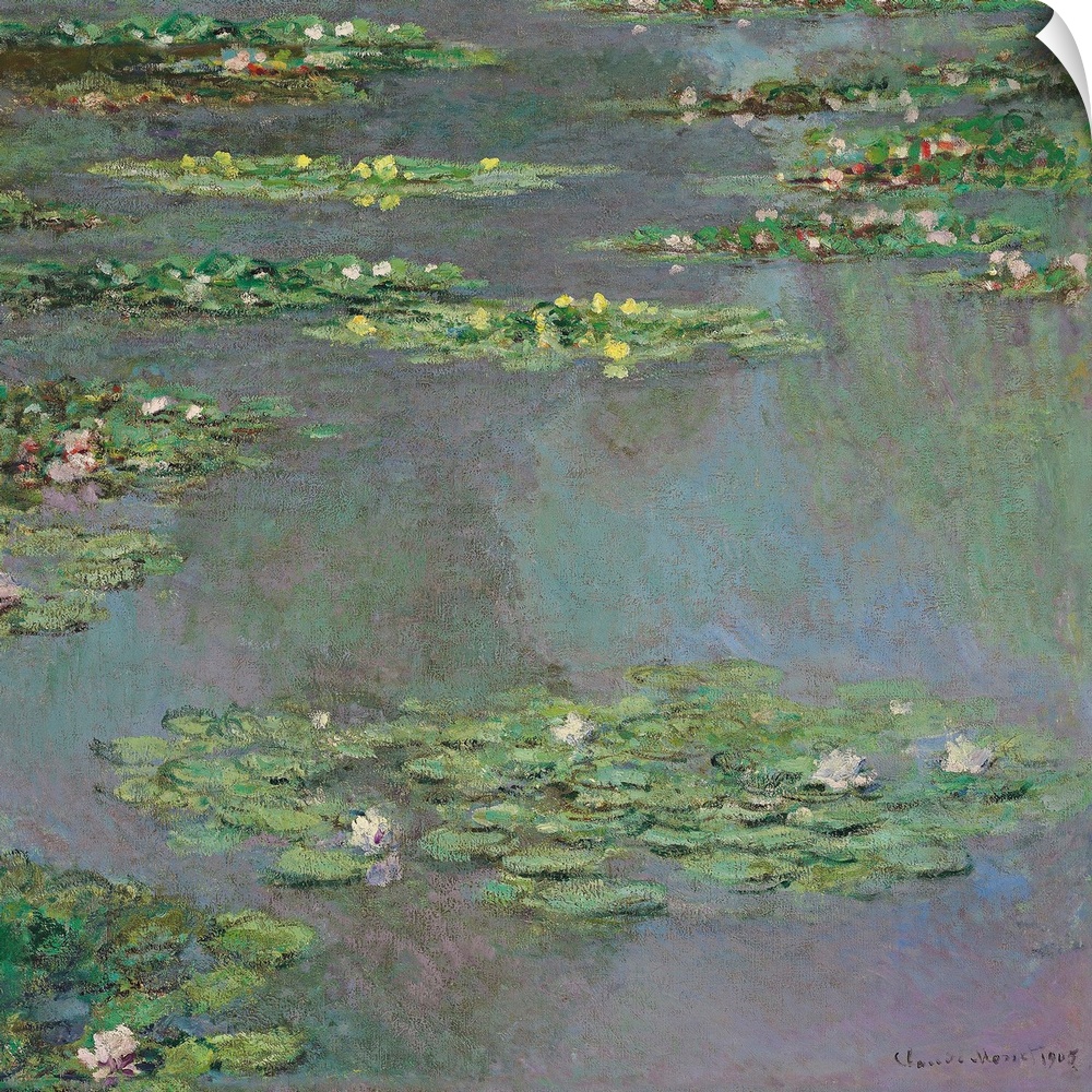 CH991297 Water Lilies, 1905 (oil on canvas) by Monet, Claude (1840-1926); 88.3x99.5 cm; Private Collection; (add.info.: Wa...