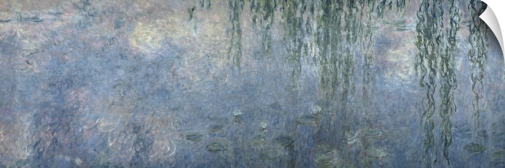 XIR71321 Waterlilies: Morning with Weeping Willows, detail of central section, 1914-18 (oil on canvas) (see also 71320, 71...