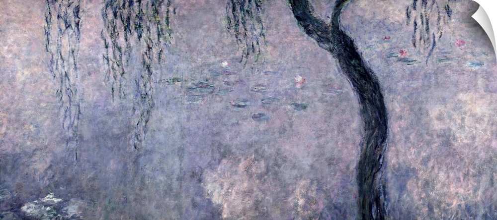 XIR75703 Waterlilies: Two Weeping Willows, right section, 1914-18 (oil on canvas) (see also 75700-02)  by Monet, Claude (1...