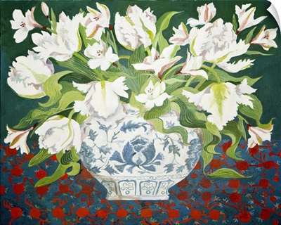White double tulips and alstroemerias, 2013, acrylic on canvas