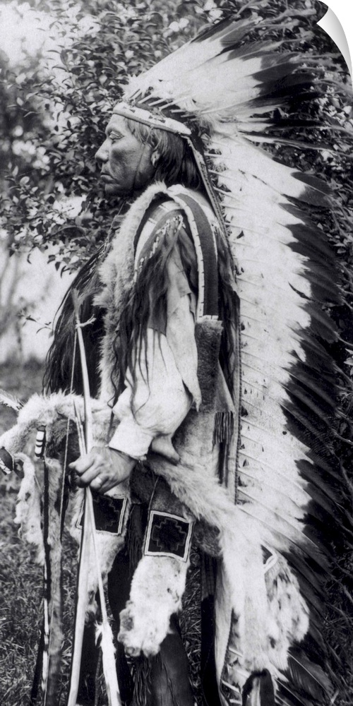 BAL145755 White Wolf, a Comanche Chief, c.1891-98 (b/w photo) by American School, (19th century); Private Collection; Amer...