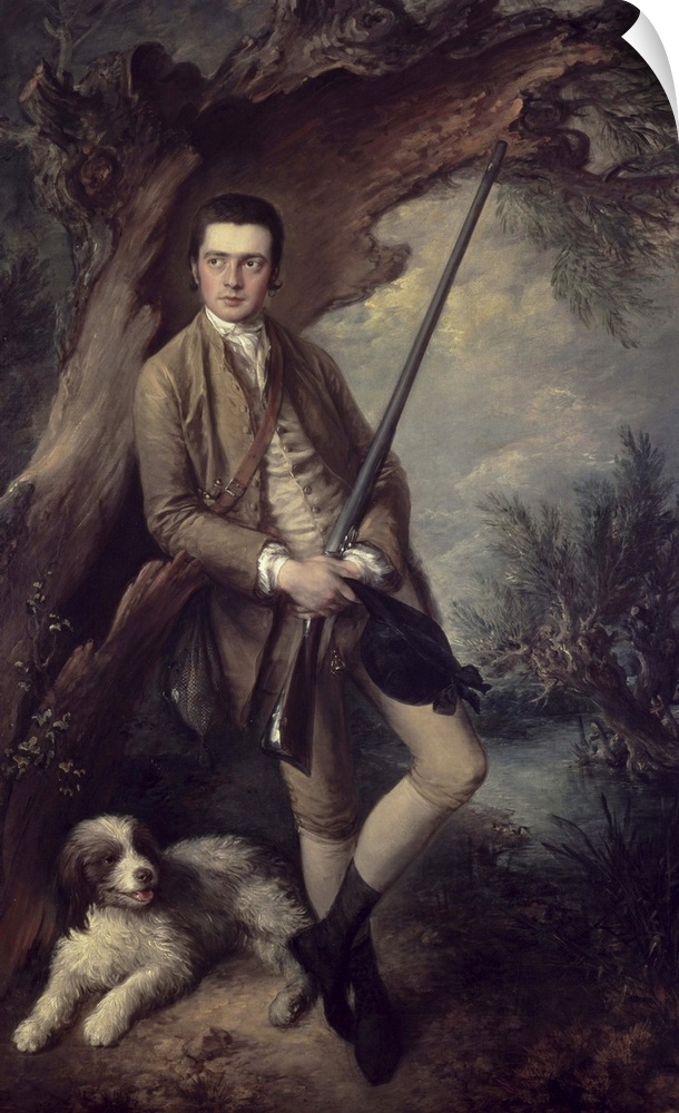 XCF49795 William Poyntz of Midgham and his Dog Amber (oil on canvas)  by Gainsborough, Thomas (1727-88); Collection of Ear...