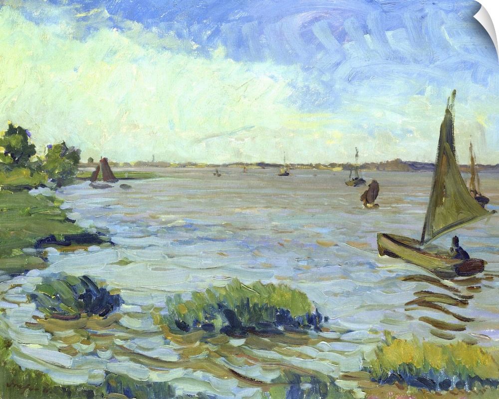 XKH179535 Windy Day on the Elbe, 1911 (oil on canvas)  by Dreher, Richard (1875-1932); 54x68 cm; Hamburger Kunsthalle, Ham...