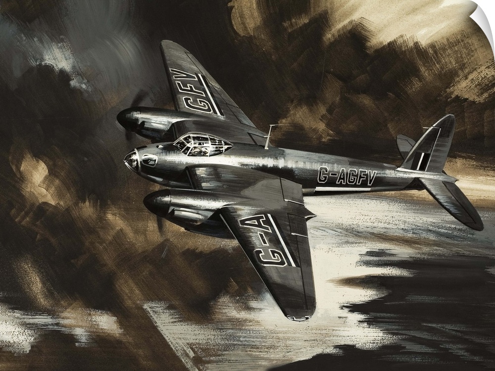 Wings Over the World: Missions to Danger. B.O.A.C.'s first Mosquito. Original artwork for "Look and Learn," issue 383, 17 ...