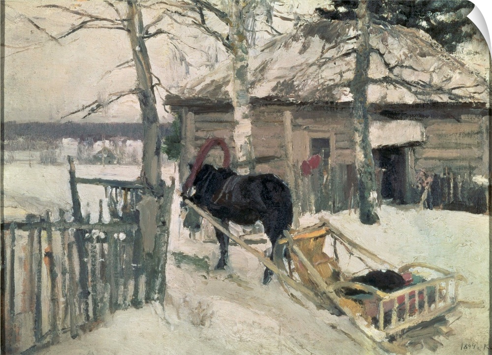 BAL75838 Winter, 1894 (oil on canvas); by Korovin, Konstantin Alekseevich (1861-1939); 37.2x52.5 cm; Tretyakov Gallery, Mo...