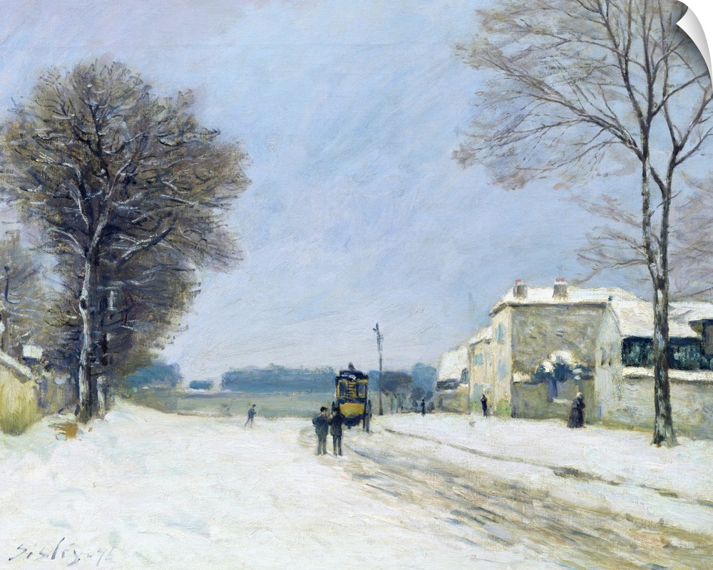 XIL16785 Winter, Snow Effect, 1876 (oil on canvas); by Sisley, Alfred (1839-99); Musee des Beaux-Arts, Lille, France; Gira...