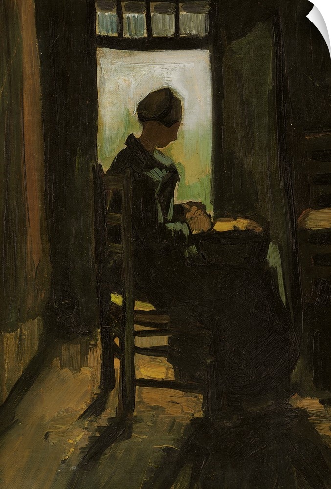 Woman Seated Before an Open Door, Peeling Potatoes, 1885, oil on canvas.  By Vincent van Gogh (1853-90).