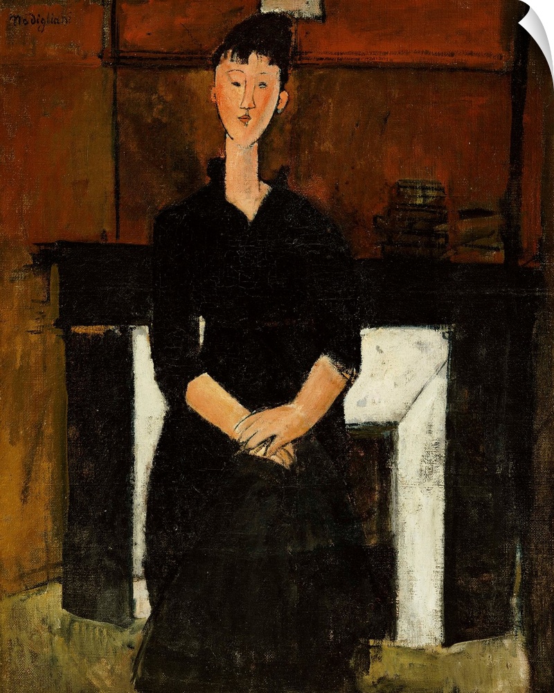 CH378372 Woman Seated by a Fireplace, 1915 (oil on canvas) by Modigliani, Amedeo (1884-1920); Private Collection; (add.inf...